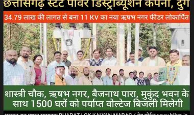 पॉवर कम्पनी के CE जामुलकर ने 1.3 KM के एक नये 11 के.व्ही. ऋषभ नगर फीडर को चार्जिंग/ लोकार्पित करते हुए बताया कि तकियापारा एवं खंडेलवाल फिडर पर लोड बहुत अधिक हो गया था अब इस काम से शास्त्री चौक, ऋषभ नगर, बैजनाथ पारा, मुकुंद भवन एवं आसपास के क्षेत्र को गुणवत्तावूर्ण विद्युत आपूर्ति प्रदान की जा सकेगी।